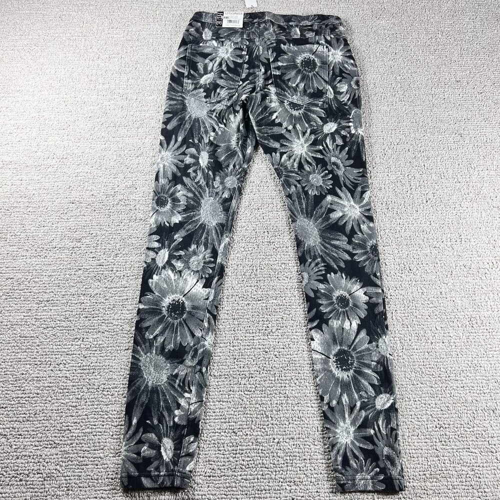 Hue Skimmer Floral Denim Leggings Pants Black White Women’s Size XS - Picture 6 of 7